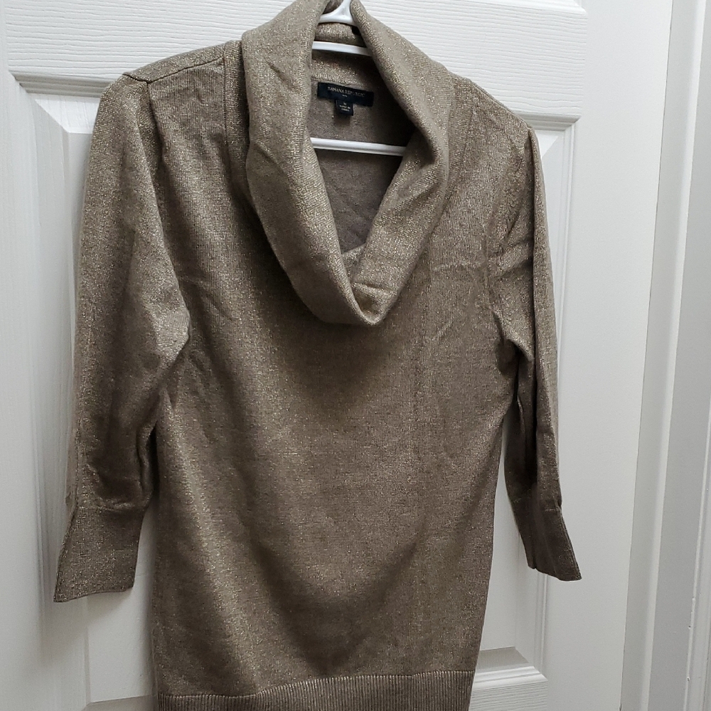 Banana Republic Shimmering Gold Cowl Neck Sweater